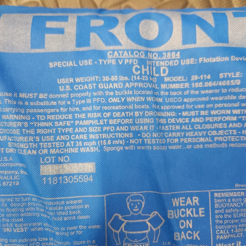 Blue Kids Swim Vest with Crab Design- Puddle Jumper